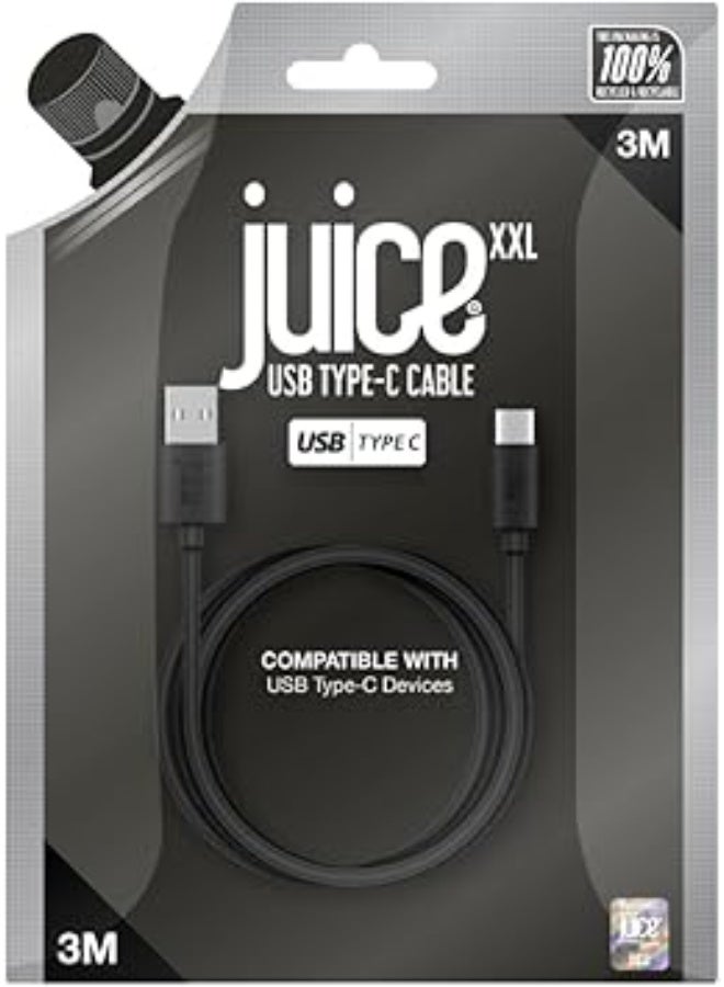 جوس كابل JUICE USB-A إلى Type C، مصنوع من مادة TPE معاد تدويرها بنسبة 100% ومعزّز للمتانة، يدعم الشحن ونقل البيانات، متوافق مع أحدث طرازات Samsung وHuawei وSony وiPhone، بالإضافة إلى الأجهزة اللوحية، وأجهزة الألعاب، وiPad Pro وiPad Air وiPad Mini، بطول 3 أمتار، باللون الأسود. - Image 5